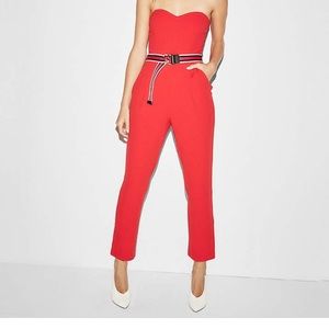 Express strapless red jumpsuit